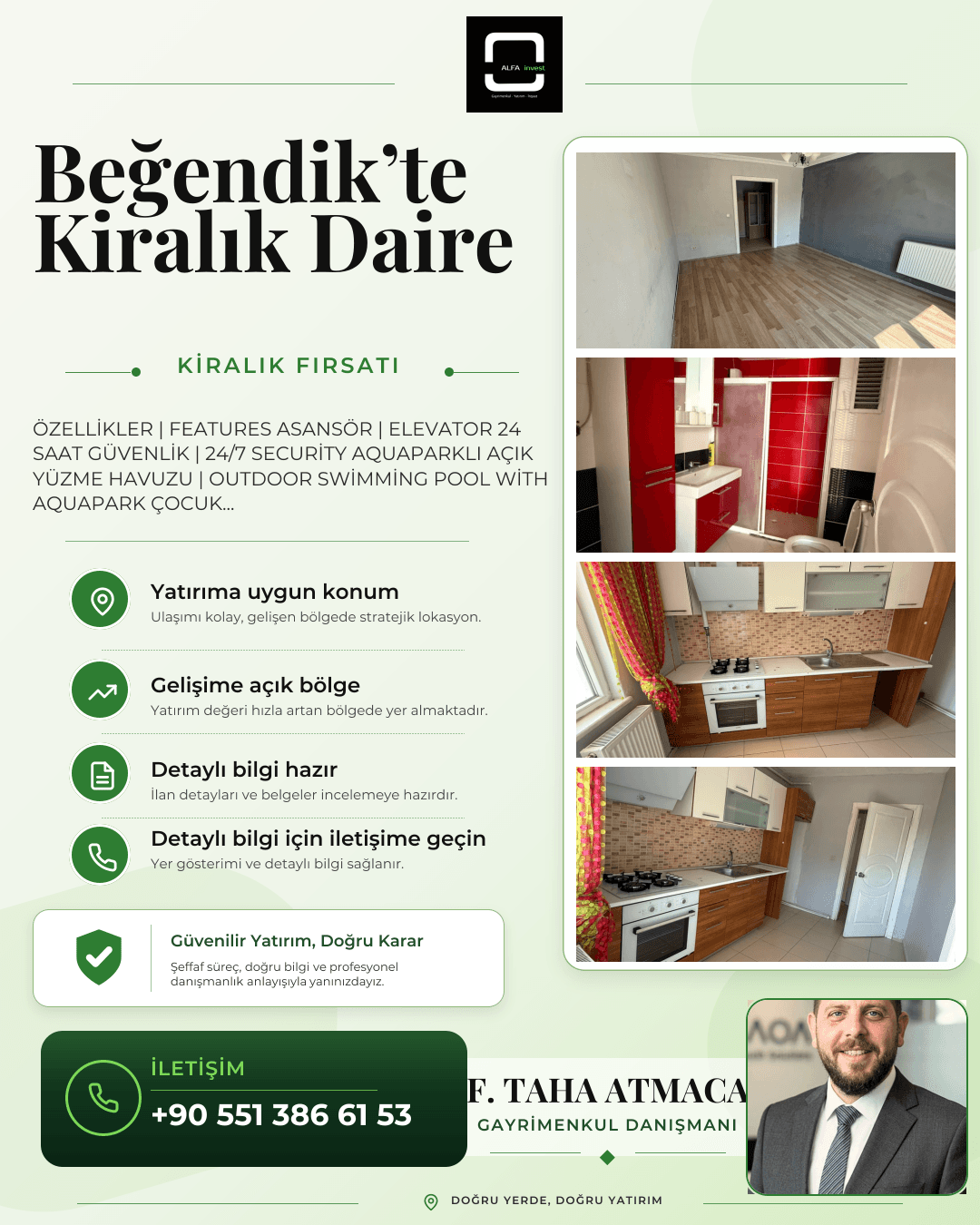 Beğendik'te Güvenlikli,Sosyal Donatılı Sitede 2+1 Kiralık Daire