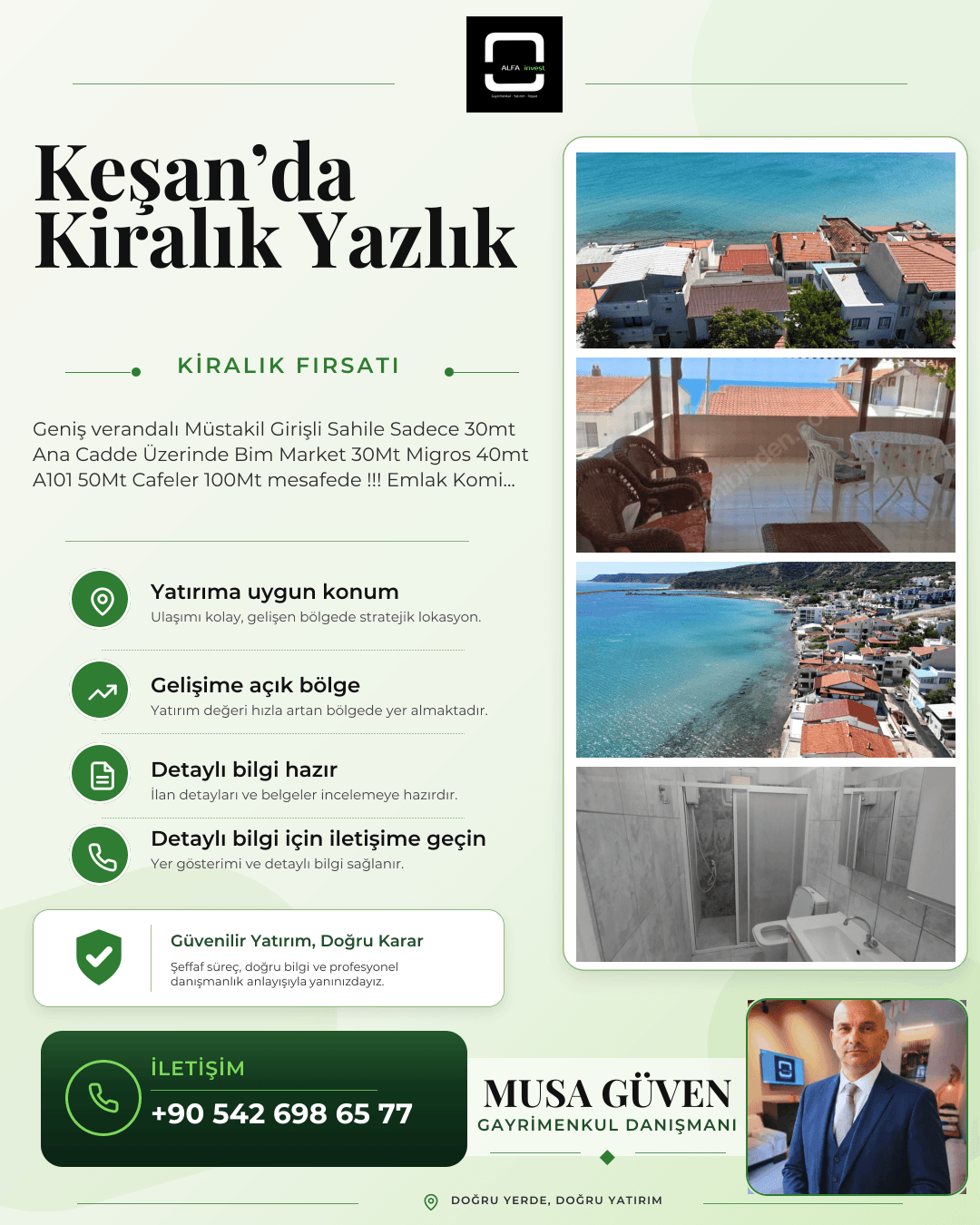 Yaylada Denize 30mt Mesafede Kiralık Yazlık Daire