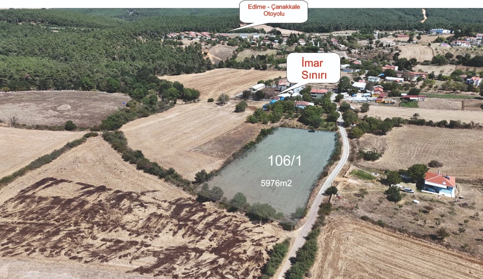 Edirne Keşan Satılık Satılık Tarla - Keşan Korudağ'da İmar Sınırında Satılık Tarla - 5976 m²