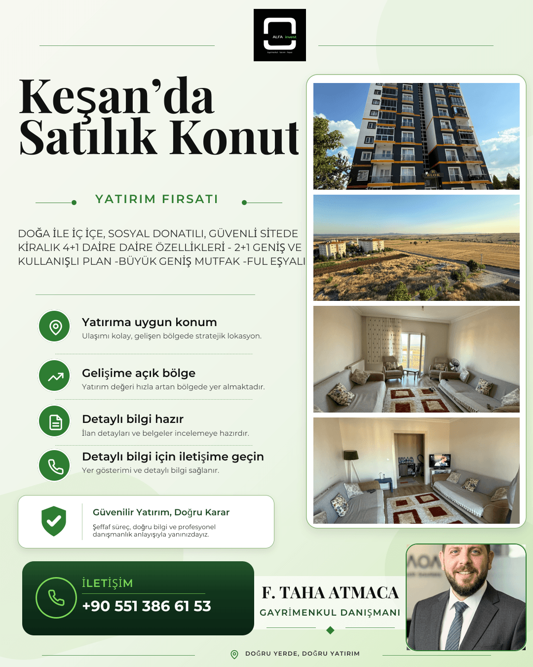 BÜYÜK FIRSAT CUMHURİYET SİTESİNDE 2+1 EŞYALI DAİRE ALFA İNVEST