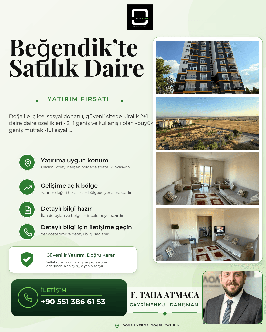 Büyük fırsat cumhuriyet sitesinde 2+1 eşyalı daire alfa invest