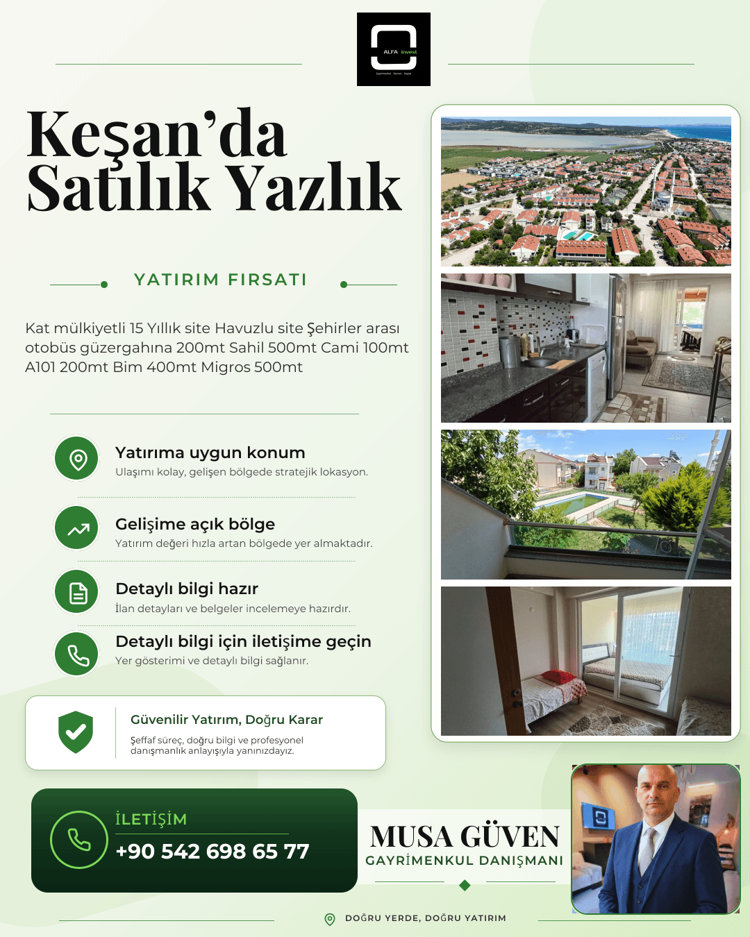 Erikli'de Havuzlu Sitede Satılık Tribleks Yazlık