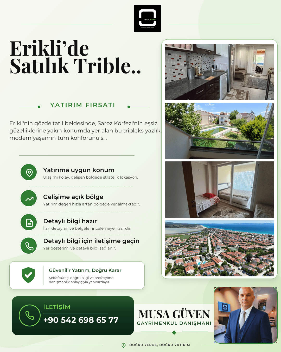 Erikli'de Havuzlu Sitede Satılık Tribleks Yazlık