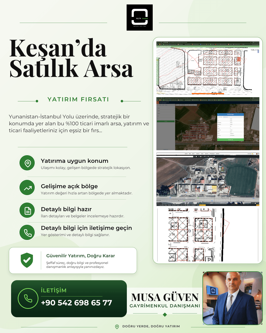 Keşan'da %100 Ticari İmarlı, Köşe Parsel Satılık Arsa