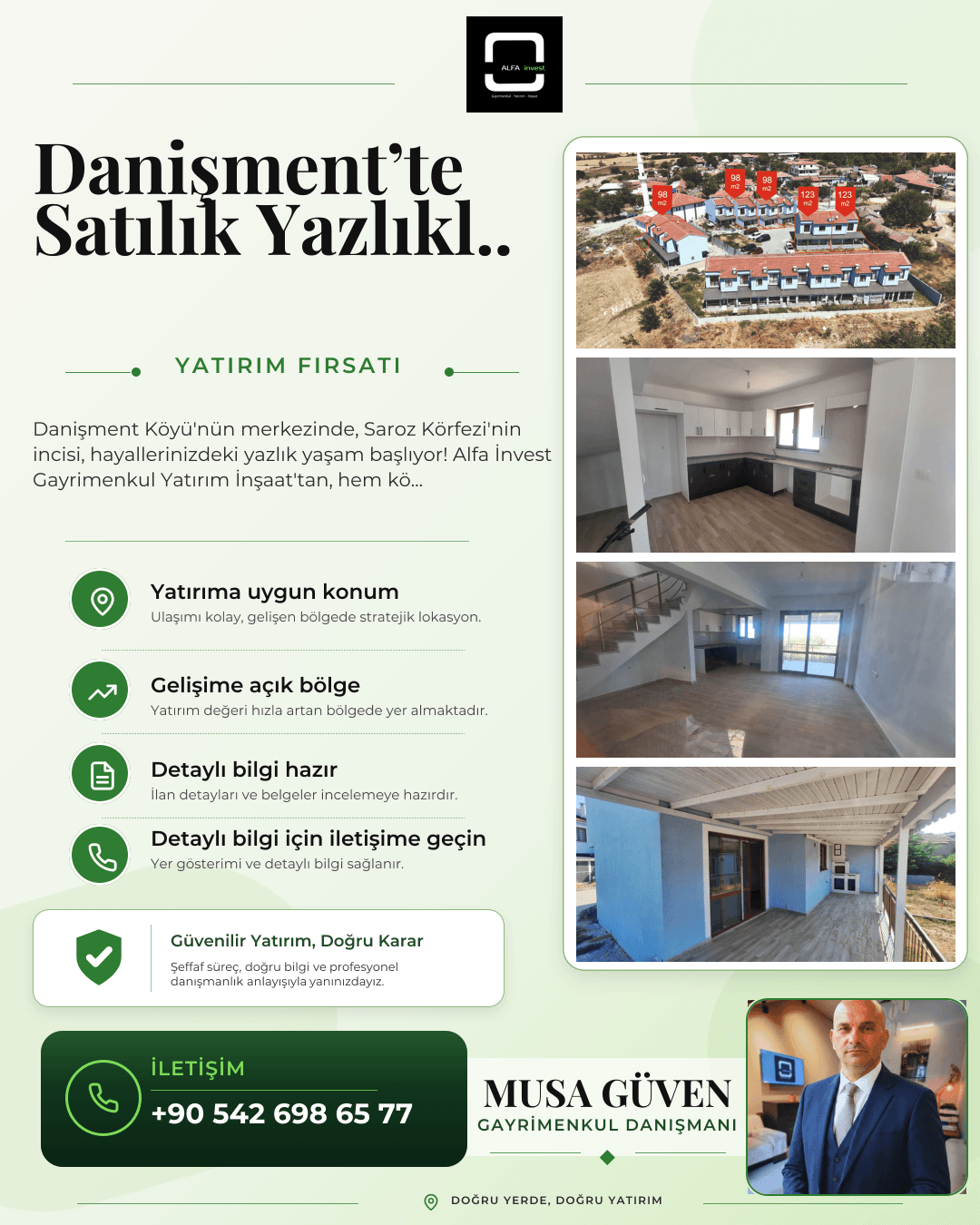 Danişment Köy merkezinde satılık 3+1 dubleksler