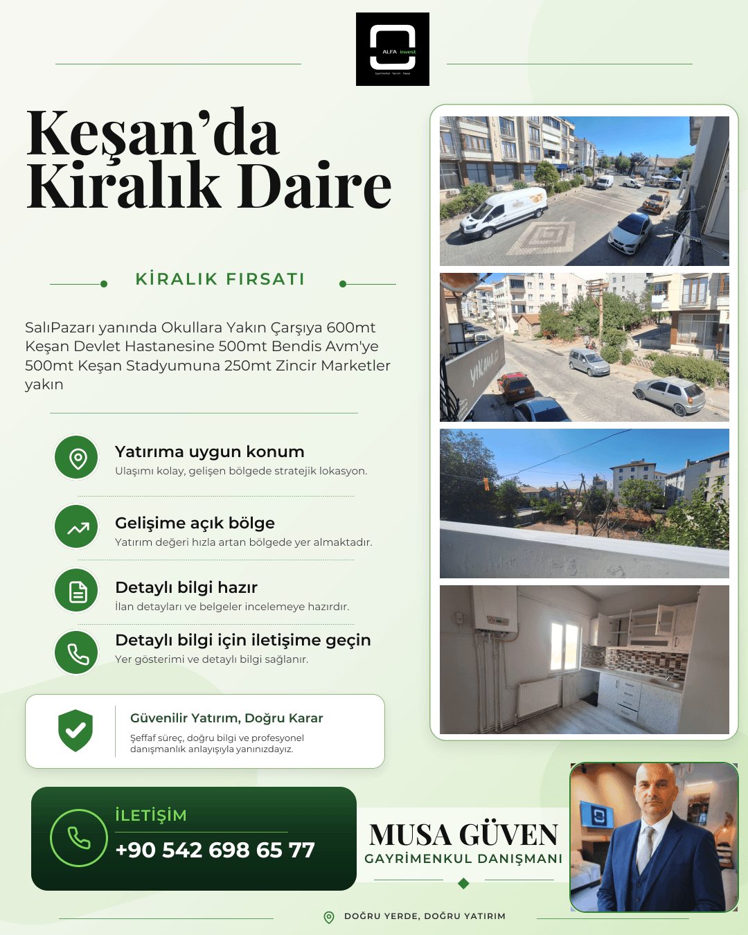 Keşan Aşağı Zaferiye Mah.Kiralık Geniş 3+1 Daire