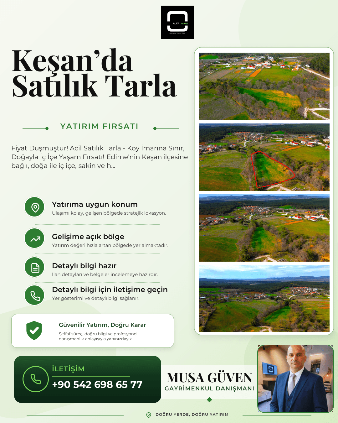 Satılık Tarla: Keşan'da Köy İmarına Sınır, 4498m², Sahile Yakın
