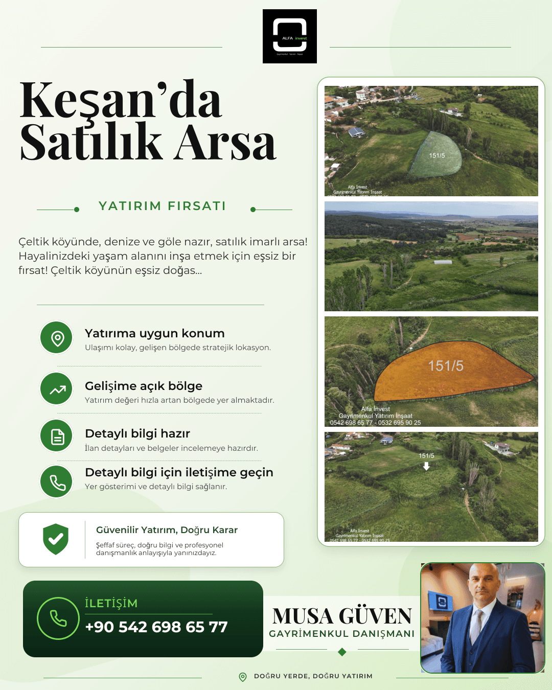 Çeltik köyünde, denize ve göle nazır, satılık imarlı arsa!